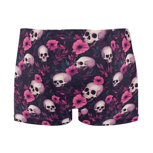 Skull Flower Mens Swim Trunk Swimwear Bathing Suit Swim Brief Square Leg Board Short S B0404494