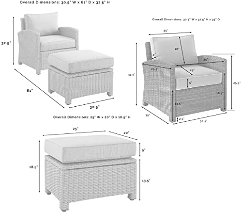 Crosley Furniture Ko70181Gy-Gy Bradenton Outdoor Wicker 2-Piece Seating Set (Arm Chair, Ottoman), Gray With Gray Cushions #TOP3