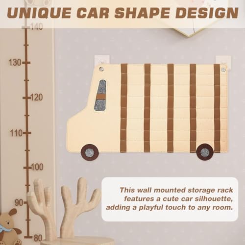 Image of HASTHIP Mini Car Model Pull-Back Car Toy Organizer with 40pcs Stretchy Storage Strap, Wall-Hanging Storage Holder for Mini Collectible Cars, Display Holder for Kids Car Collections