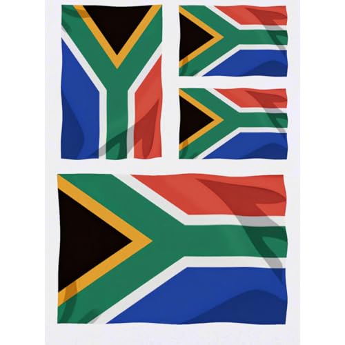 Azeeda 4 x 'South Africa Flag' Temporary Tattoos - Water Resistant, Skin-Safe, Non-Toxic Transfers, Mixed Sizes (TO00101320)