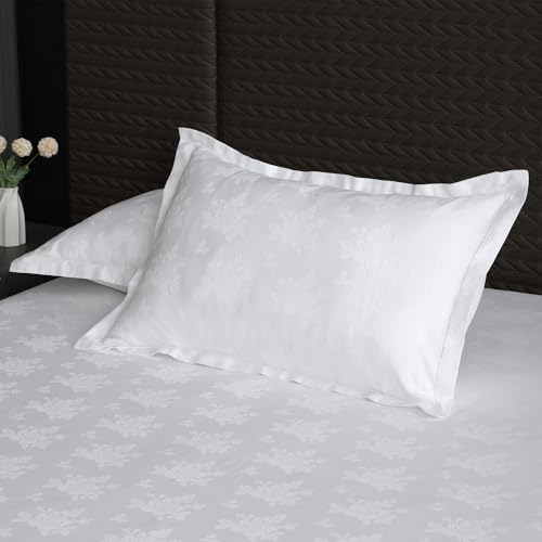 Image of Story@Home 500TC Super Soft Elegant Rose Flower Printed Bedsheet Long Staple Premium Cotton Compact Yarn Super King Size (108 inch x 108 inch) 2 Pc Pillow Cover Size (18 inchx27 inch)- White Roses