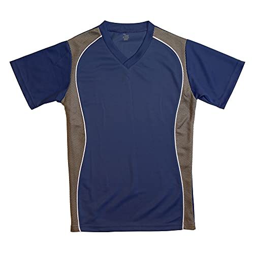V-NECK JERSEY NAVY W/GRANITE SIDE PANEL-YOUTH-M