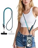 KuakeCase Phone Lanyard Crossbody, 3-in-1 Neck Strap& Wrist Strap, Adjustable Anti-Theft Lanyard with 2 Phone Tether Tabs, Universal Cell Phone Strap for All Case,Travel Essential, Teal
