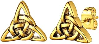 U7 Novelty Stud/Small Drop Earrings Collection for Women Men, Viking Celtic Wolf Ear Jewellery, Stainless Steel/Black/Gold Plated, Hypoallergenic, Send Gift Box