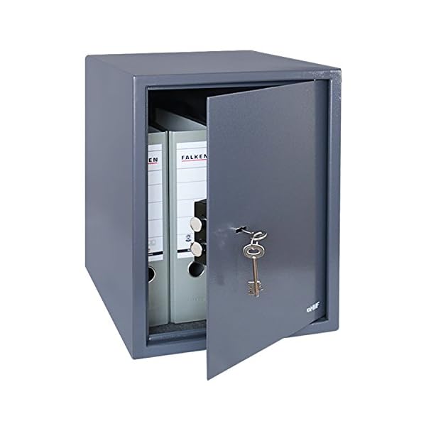 HMF 49208-11 Tresor Möbeltresor A4 Ordner, Doppelbartschloss, 48,0 x 36,0 x 37,0 cm, anthrazit