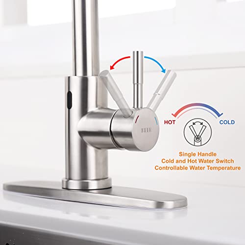 Keer Touchless Kitchen Faucet With Pull Down Sprayer, Motion Sensor Kitchen Faucet With Kitchen Soap Dispenser, Single Kitchen Faucet High Arc Pull Out Faucet For Kitchen Sink Rv Kitchen,Brush Nickel thumb #2