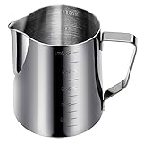 Ipow 20 Oz Measurements On Both Sides 18/8 Gauge Stainless Steel Steaming Frothing Pitcher for Espresso Machines, Milk Frothers & Latte Art