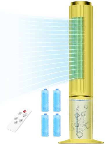 Image of HIFRESH Air Cooler for Home, 107CM Tower Cooler w /Remote & LED Touch Screen, 4 Mode & 3 Speed, 12H Timer, 26 Feet Air Delivery, 4L Water Tank, 4 Ice Packs, 70 Swing Control, 80W Low Power Consumption
