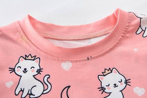 DDSOL Toddler Girls Pajamas Set Warm Pjs Baby Kids Long Sleeve Sleepwear Cat Love Heart Winter Jammies 2-7 Years3