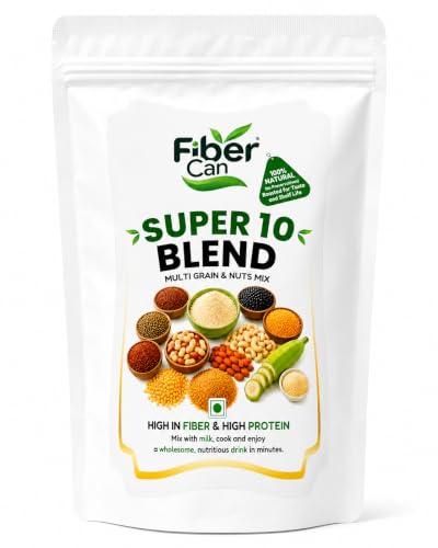 Image of FiberCan Super 10 Blend The Real Health Mix Powder 300g | Traditional Sathu Maavu | Multigrain Millet Health Mix | High Protein & Fibre Breakfast Mix | No Added Sugar | Nutrition Drink & Porridge Mix | Super 10 Blend