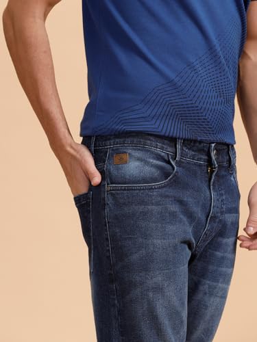 Image of WROGN Men's Stretch Cotton Jeans | Solid | Slim Fit