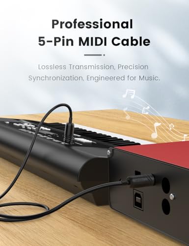 MOSWAG 5-Pin MIDI câble 2 Boîtes, 5 PIN DIN Câble mâle à mâle MIDI Câble de connecteur d'interface compatible avec MIDI Claviers, Interface audio, Synthétiseurs analogiques, Carte son externe (6.6FT/2M)