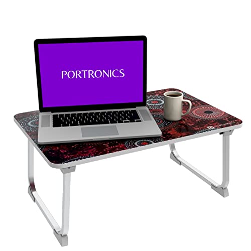 Image of Portronics My Buddy J Portable /Foldable Laptop Table with Laminated MDF Board, Aluminium Legs, Anti-Skid Grip, Supports Upto 17 inch Laptop(Red)