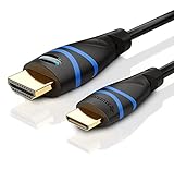 BlueRigger Mini HDMI to HDMI Cable (10FT, 4K 60Hz HDR, High Speed, Ethernet, Audio Return) - Compatible with DSLR Camera, Camcorder, Graphics/Video Card, Raspberry Pi Zero W