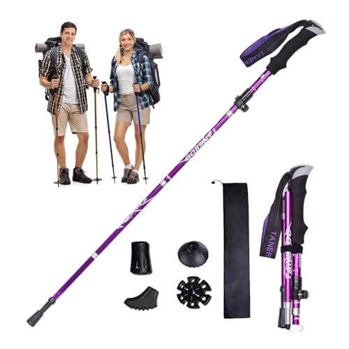 Aprllolg Bastón de Senderismo, Bastón de Trekking Plegable Ajustable 7075 Aleación de Aluminio, Anti-Choque Bastones de Marcha para Alpinismo Trail Viaje Mochilero (Morado) Aprllolg Bastón de Senderismo, Bastón de Trekking Plegable Ajustable 7075 Aleación de Aluminio, Anti-Choque Bastones de Marcha para Alpinismo Trail Viaje Mochilero (Morado)