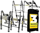 𝐂𝐑𝐀𝐅𝐓𝐅𝐔𝐋𝐋 Alu Teleskopleiter Klappleiter CF-102B - 𝟑 𝐉𝐀𝐇𝐑𝐄 𝐆𝐀𝐑𝐀𝐍𝐓𝐈𝐄 - Soft-Close-Funktion - Leiter - Anlegeleiter - Trittleiter (2 x 2.5 Meter (Total 5 m) Soft Close)