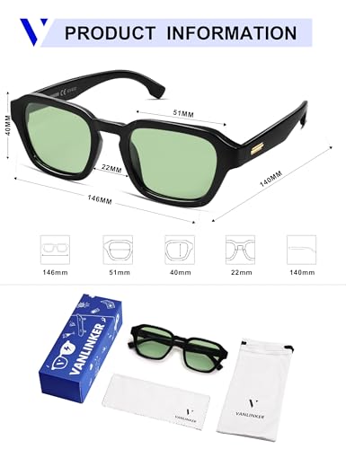 Image of VANLINKER Retro Vintage Polarized Trendy Small Square Sunglasses for Women Men 2025 Fashion Shades VL9858