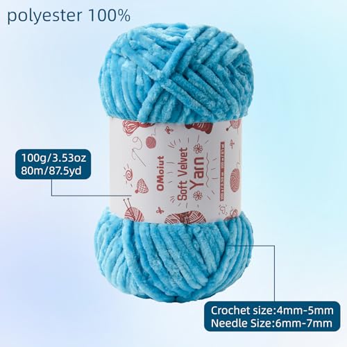 Image of 12 Pack Chenille Chunky Yarn - Baby Yarn for Crocheting Soft - Red Orange Green Blue Purple Black White Velvet Yarns Crochet Blanket - Amigurumi Yarns Pack with Crochet Accessories D
