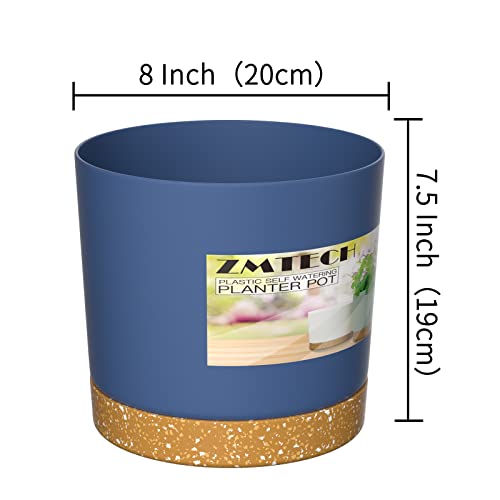 ZMTECH Blumentöpfe für Zimmerpflanzen, 20,3 cm, Blau, 3 Stück – Ansicht 3
