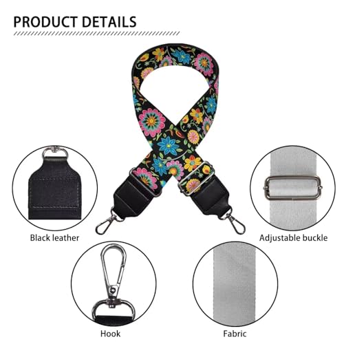Image of Wide Bag Straps Replacement Crossbody Mandala Flower Guitar Straps for Handbags /Purses /Messenger /Duffel Bags Backpack Straps Colorful Replacement Adjustable Length from 30 inch to 50.3 inch