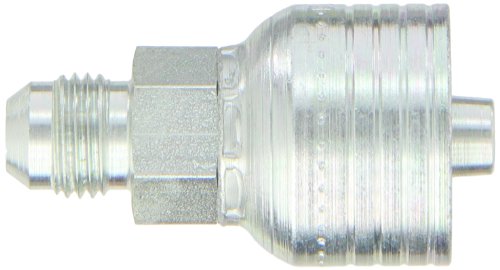 Image of Aeroquip 1BA6MJ6 Carbon Steel Global TTC12 (Thru the Cover) Crimp Hose Fitting JIC 37 Degree Male Rigid, Straight, 3 /8 inch Hose ID, 3 /8 inch Tube Size