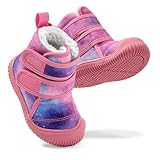 DUONITITI Toddler Snow Boots Double Strap Winter Warm Shoes Baby Faux Fur Lining Soft Fleece Booties with Non-Slip Sole(Pink,8 Toddler)