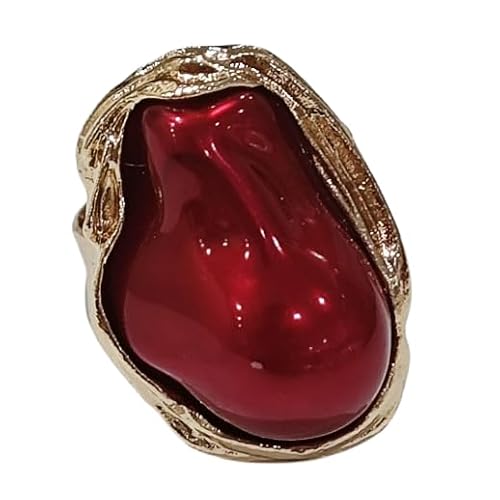 XAM Baroque Enamel Alloy Rings for Women - Unique Color Gemstone Jewelry, Perfect for Fashion-Forward Looks red