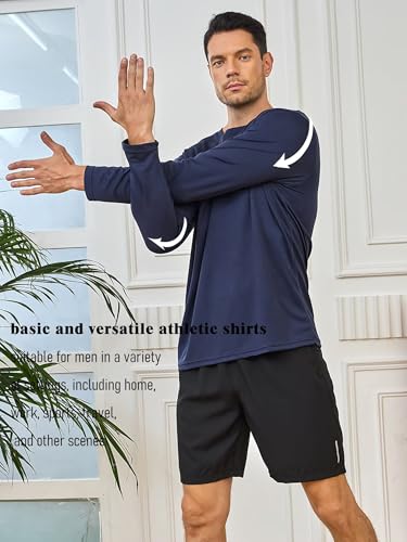 5 Pack Mens Long Sleeve Quick Dry Active Athletic T Shirt Running Gym Workout Tee Tops3
