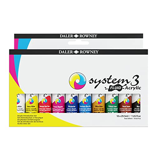 Daler Rowney System3 Acryl-Flüssigkeitsset, 8 x 29,5 ml, bunt