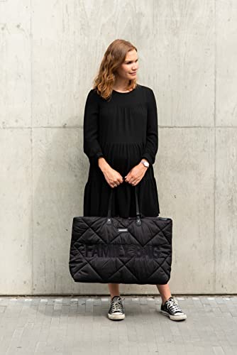 Childhome, Family Bag, Wickeltasche, Reisetasche/Wochenendtasche, Großes Fassungsvermögen, inkl. abnehmbarer Tasche, Schwarz gesteppt