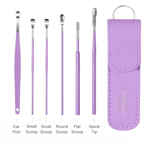 Image of Solitude Set of 6 Steel Ear Cleaning Kit | Reusable Ear Wax Remover Tool Kit Set With Storage Pack, Ear Curette Cleaner and Spring Ear Buds Cleaner (Multicolor)