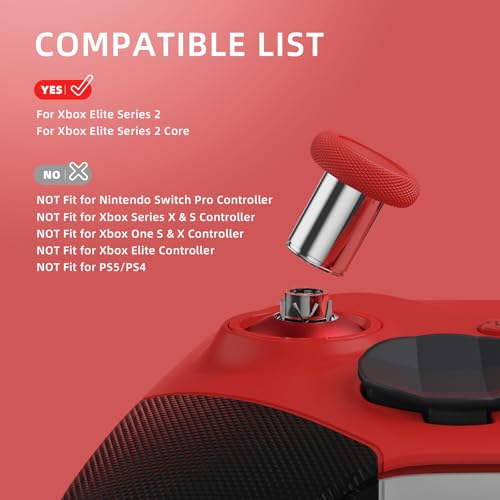 Image of eXtremeRate 6 in 1 Metal Thumbsticks Replacement for Xbox Elite Series 2 Controller, Swappable Magnetic Joysticks Accessories Parts for Xbox Elite Series 2 Core Controller - Passion Red