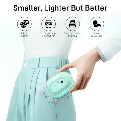 Image of ZEITEL Portable Mini Label Printer Machine 203DPI Wireless Pocket Label Maker for Home&Office Small Thermal Sticker Printer for Mobile Bluetooth Printers, with 1 Roll 14x40mm Lables,2 Year Warranty