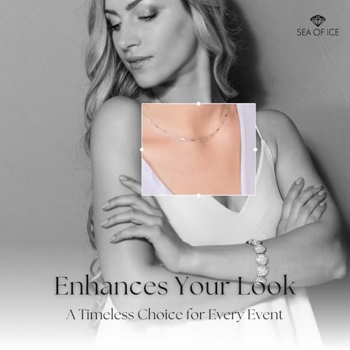 SEA OF ICE Sterling Silver 1mm Diamond-Cut Bar Station Rolo Chain Necklace For Women, Size 14" - 36" Italy4