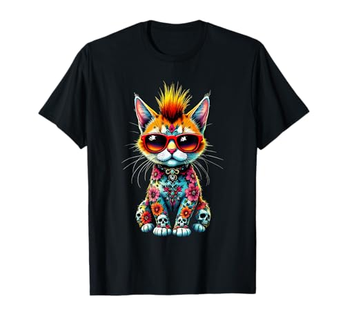 Punk Rock Gato Glam Rock para niños niños niños Camiseta