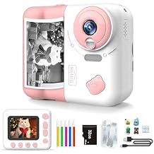 Kids Camera Instant Print, Christmas Birthday Gifts for Girls Boys 4 5 6 7 8 9 10 12 Years Old, 1080P HD Video with Color Pens for DIY, Digital Camera with Print Paper & 32G Card