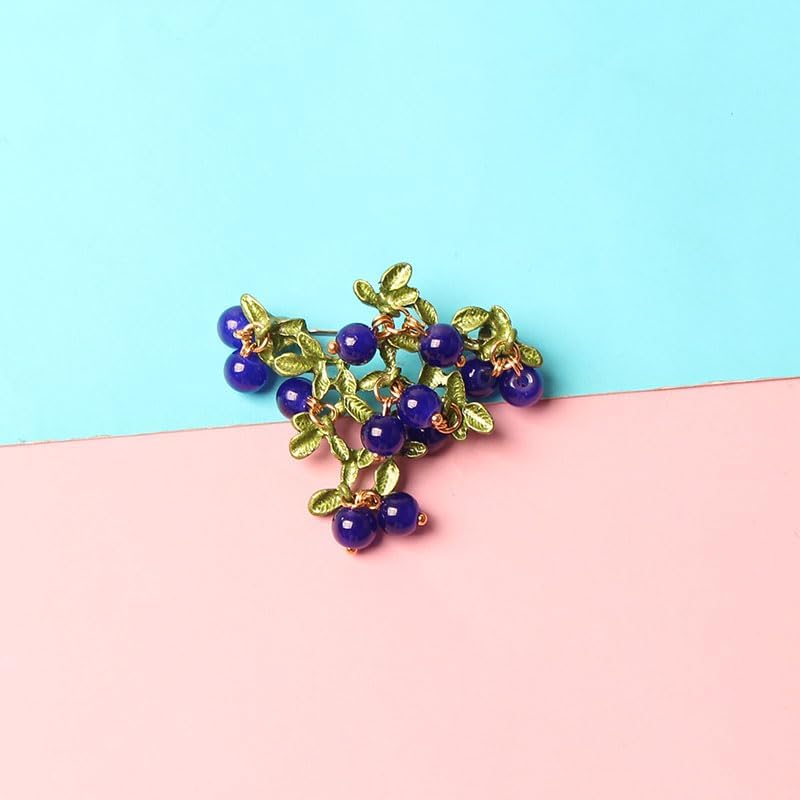 3-Piece Alloy & Enamel Cranberry Brooches, Elegant Blue-Green Fruit Design – Fashionable Women’s Accessories - Image 5