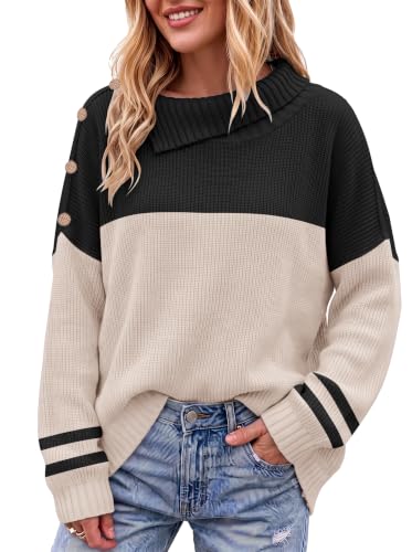 Image of Sweater for Women Winter Turtleneck Long Sleeve Pullover Tops Casual Oversized Knitted Sweaters