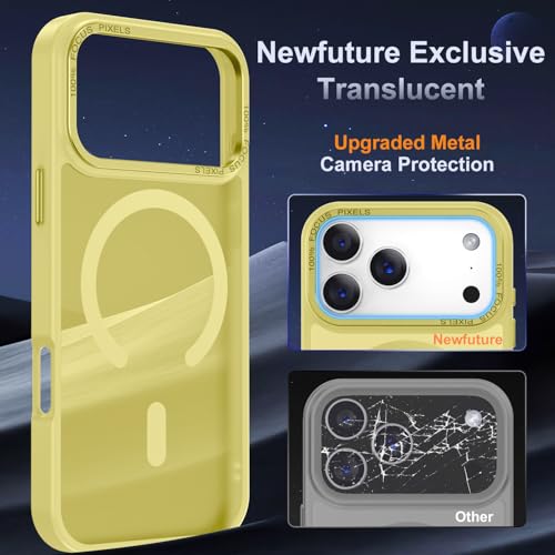 Newfuture Magnetic for iPhone 17 Pro Case [Compatible with Magsafe] [Military Grade Drop Protection] Translucent Matte Anti-Scratch Shockproof Protective Phone Case for iPhone 17 Pro 6.3 Inch, Yellow — view 4