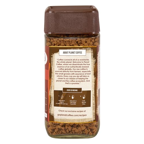 Image of Planet Coffee Divine Hazelnut Flavoured Instant Coffee | 100% Pure Arabica | 50g Glass Jar | Freeze-Dried | No Added Sugar | Medium Roast | Makes 25 Cups