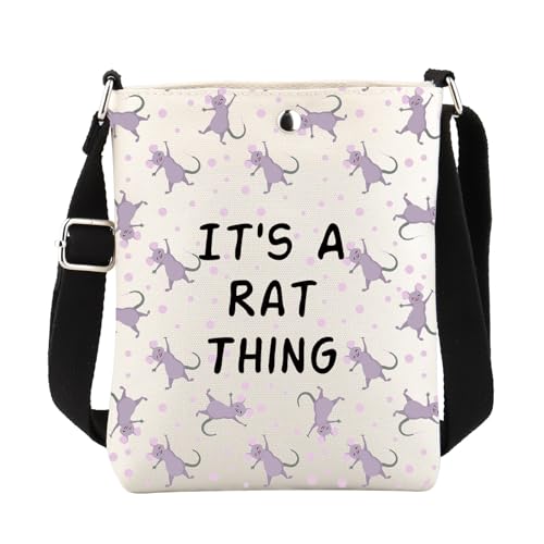 FUSTMW Rat Crossbody Bag Rat Gifts for Rat Lover Pet Rat Owner Gift Mouse Small Cross Body Bucket Bag with Shoulder Strap