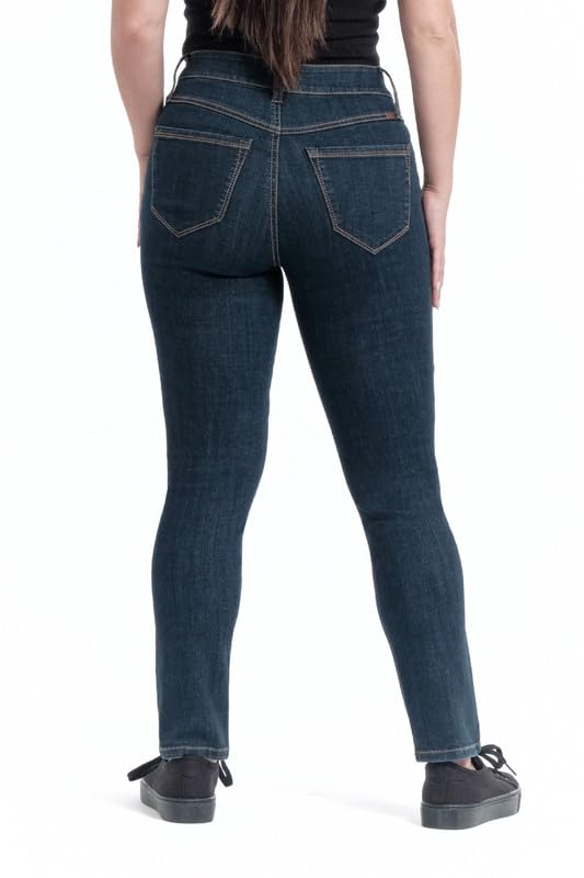 1822 Denim Petite Essential Vintage-Inspired Stretch Mid-Rise Skinny Jeans in Authentic Safia Wash4