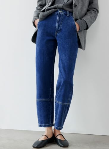 EVALESS Jeans for Women Wide Leg High Waisted Boyfriend Straight Leg Stretchy Cropped Denim Pants4