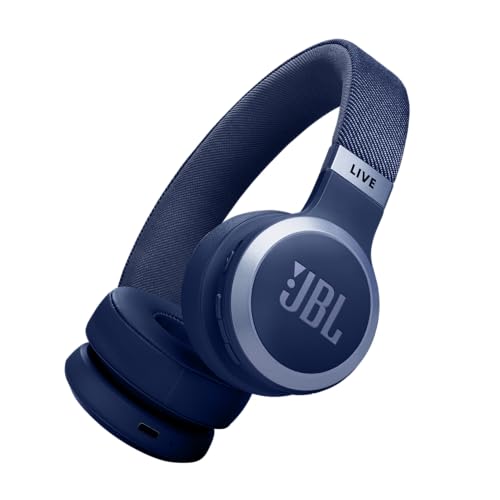 JBL Live 670NC – Wireless On-Ear Headphones with Adaptive Noise Cancelling with Smart Ambient, Up to 65H Battery Life with Speed Charge, Lightweight, Comfortable and Foldable Design (Blue)