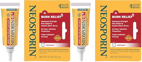 Neosporin Dual Action Burn Relief & First-Aid Antibiotic Ointment for 24-Hour Infection Protection & Maximum Strength Burn Pain Relief, Made with Bacitracin Zinc, Neomycin, & Pramoxine HCl,.5 oz