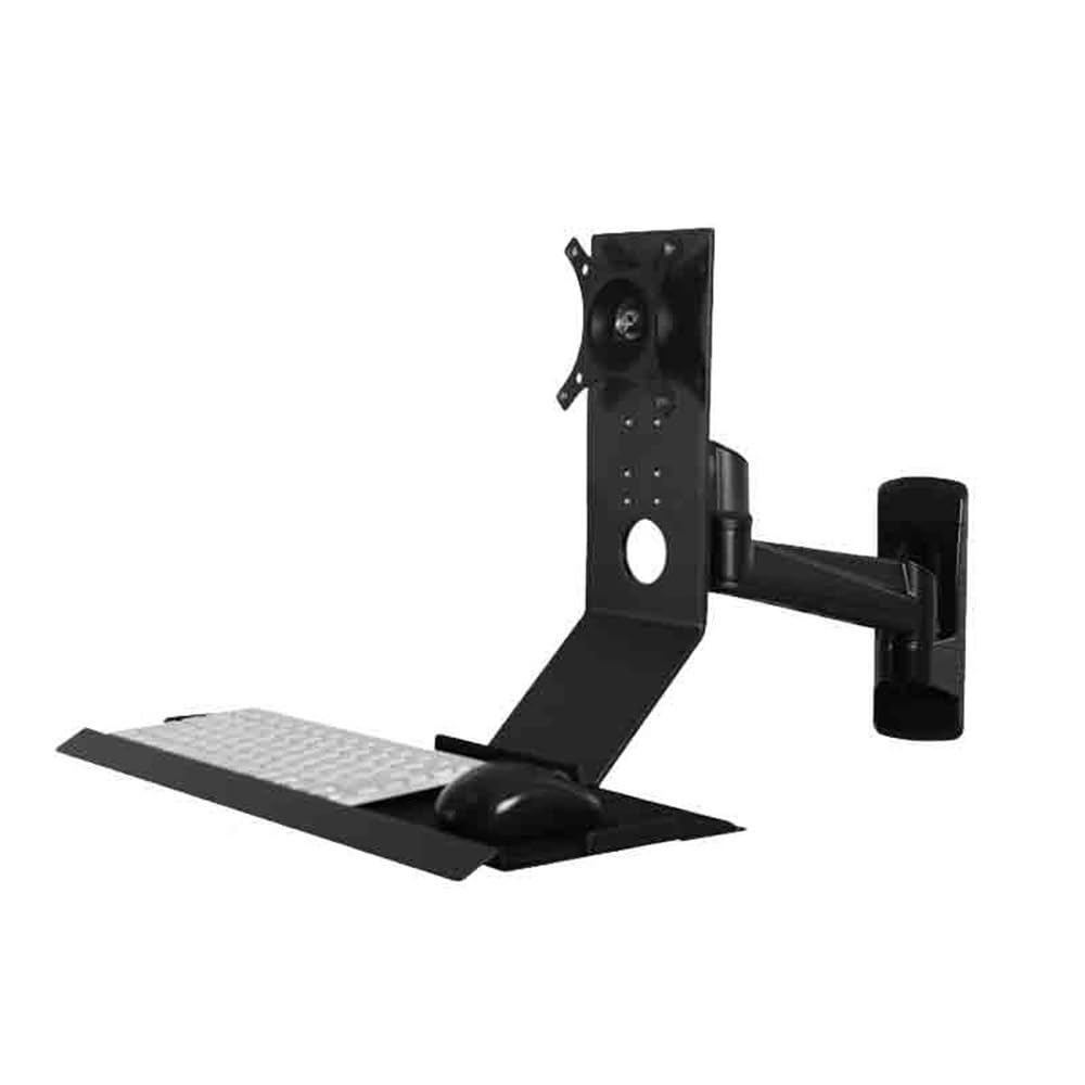 SaryEdge Monitor Stand Single Arm with Regular Keyboard Tray Non-Folding Black Single Screen Stand Monitor Desktop Stands,