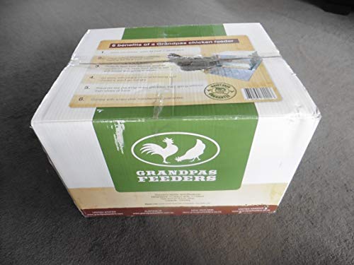 Grandpa's Feeders Automatic Chicken Feeder - Large Size For 12 Chickens For 10 Days (40Lb Feed) Long Lasting Galvanized Steel Poultry Feeders - Rat Proof & No Spill With Weatherproof Lid #TOP5