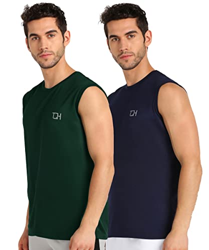 Image of TQH Sleeveless T Shirts for Men | Vest for Men | Tank Top Man | Sando for Man | Men's Sleeveless Gym Vest Round Neck Solid Casual T-Shirt for Workout Running Sports Beach