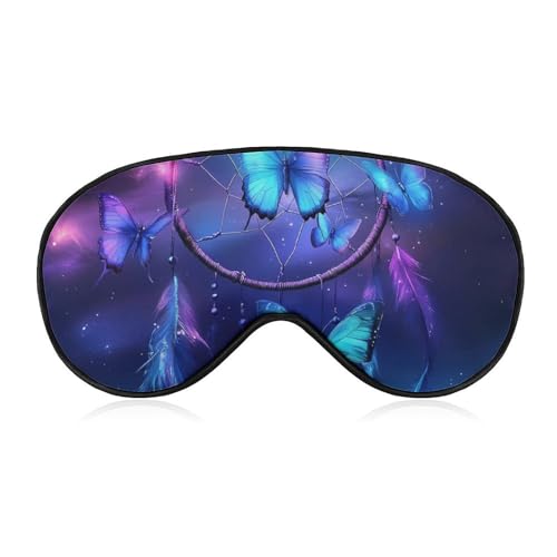 Dream Catcher Butterfly Purple Sleep Mask Eye Shade Cover Adjustable Strap for Travel Lunch Break Women Men