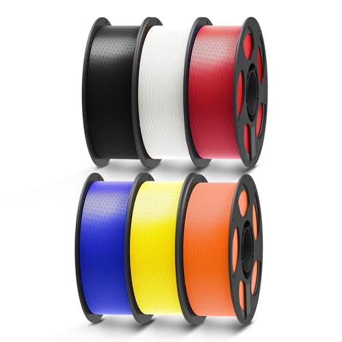 Image of ANYCUBIC PLA Filament 1.75mm Bundle, 3D Printer Filament 1.75mm Dimensional Accuracy + /- 0.02mm, 1KG Reusable Spool, Black, White, Red, Blue, Yellow, Orange, 6KG in Total